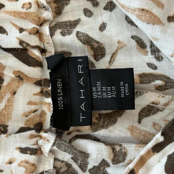 NWOT Tahari Wide Leg Linen Pants women's size M animal print flowy lightweight - Picture 3 of 5